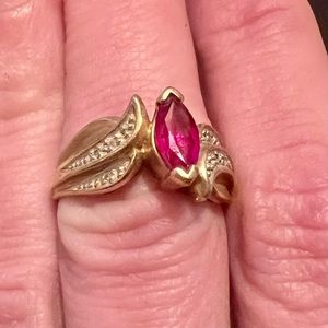 Gold ruby ring 6 1/2 size and not worn often as I’m a nurse.